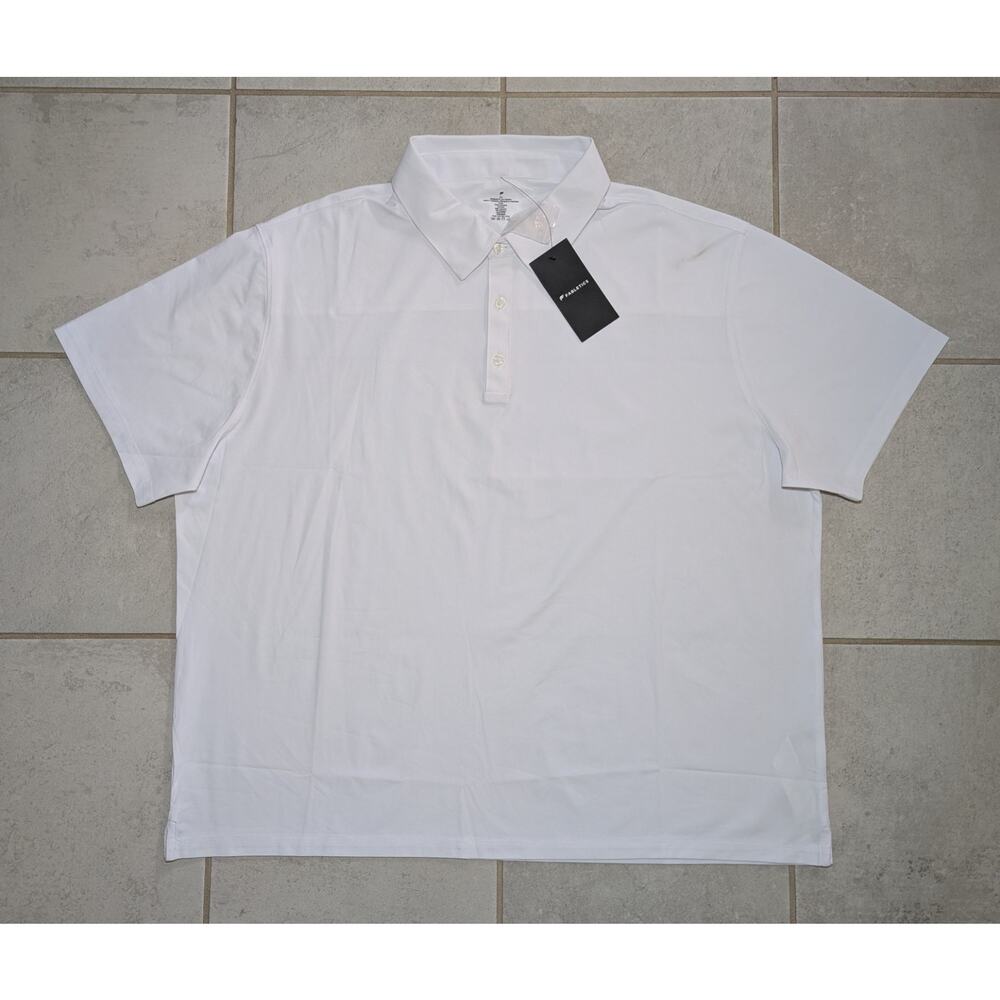 Fabletics Men's XXL Don Polo Shirt White Performance Stretch Collar Short Sleeve